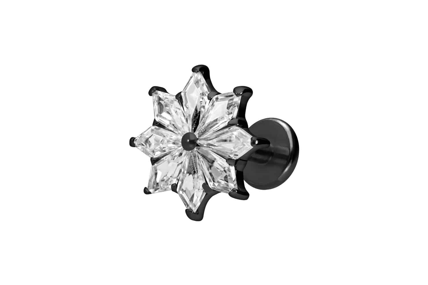 Titan Labret Piercing mit Innengewinde KRISTALLSTERN